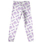 Name and Monogram Print White and Purple Leggings - Wimziy&Co.