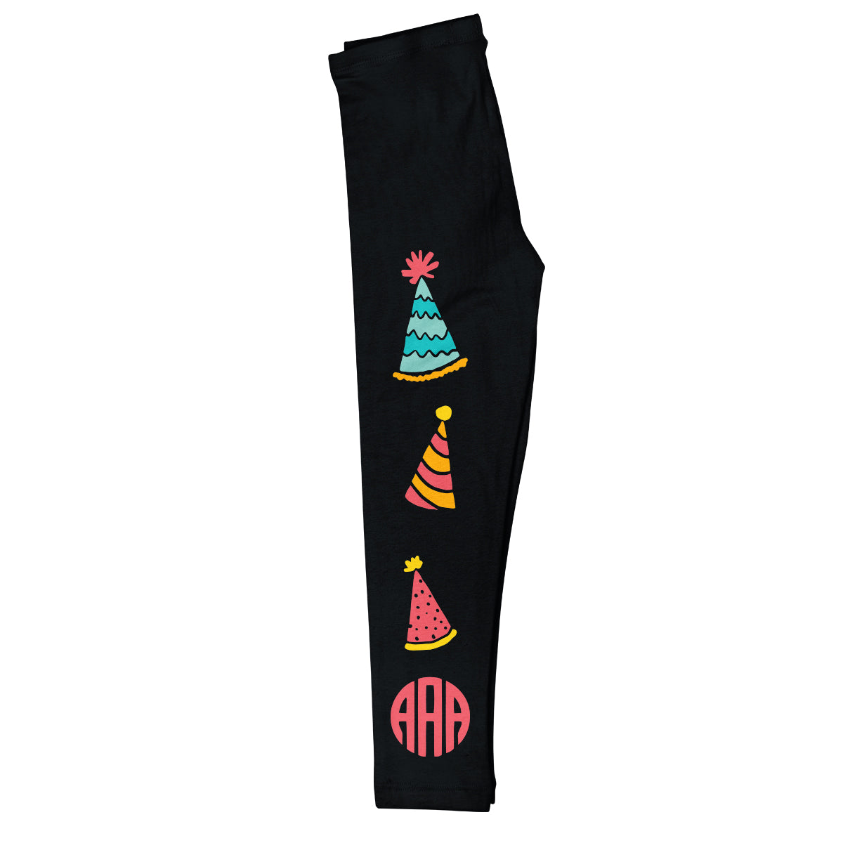 Black birthday leggings with party hats and monogram - Wimziy&Co.