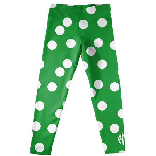Monogram Green Polka Dots Leggings - Wimziy&Co.
