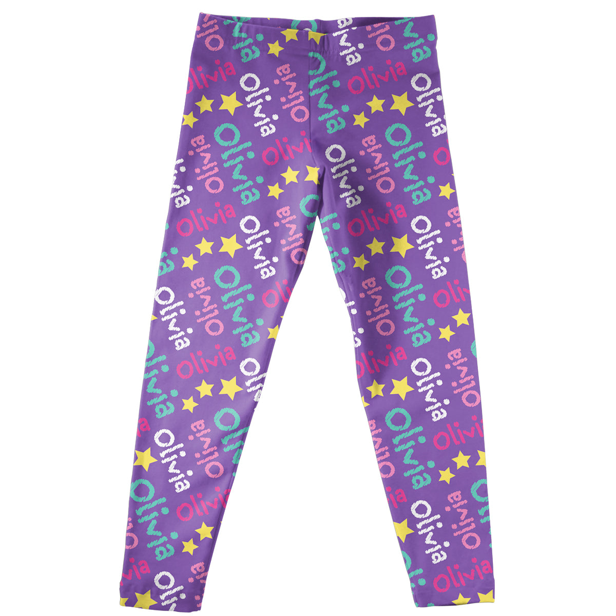 Purple leggings with stars and name - Wimziy&Co.
