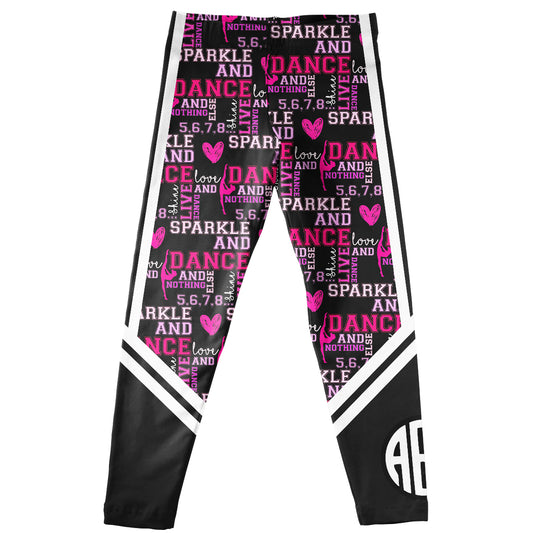 Black and pink girls leggings with monogram - Wimziy&Co.