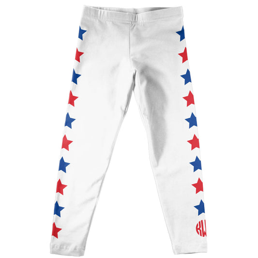 White Leggings With Stars And Monogram - Wimziy&Co.