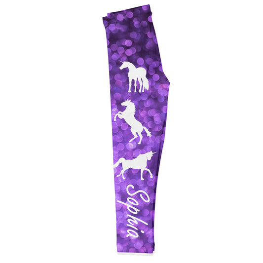 Unicorn Name Purple Leggings - Wimziy&Co.