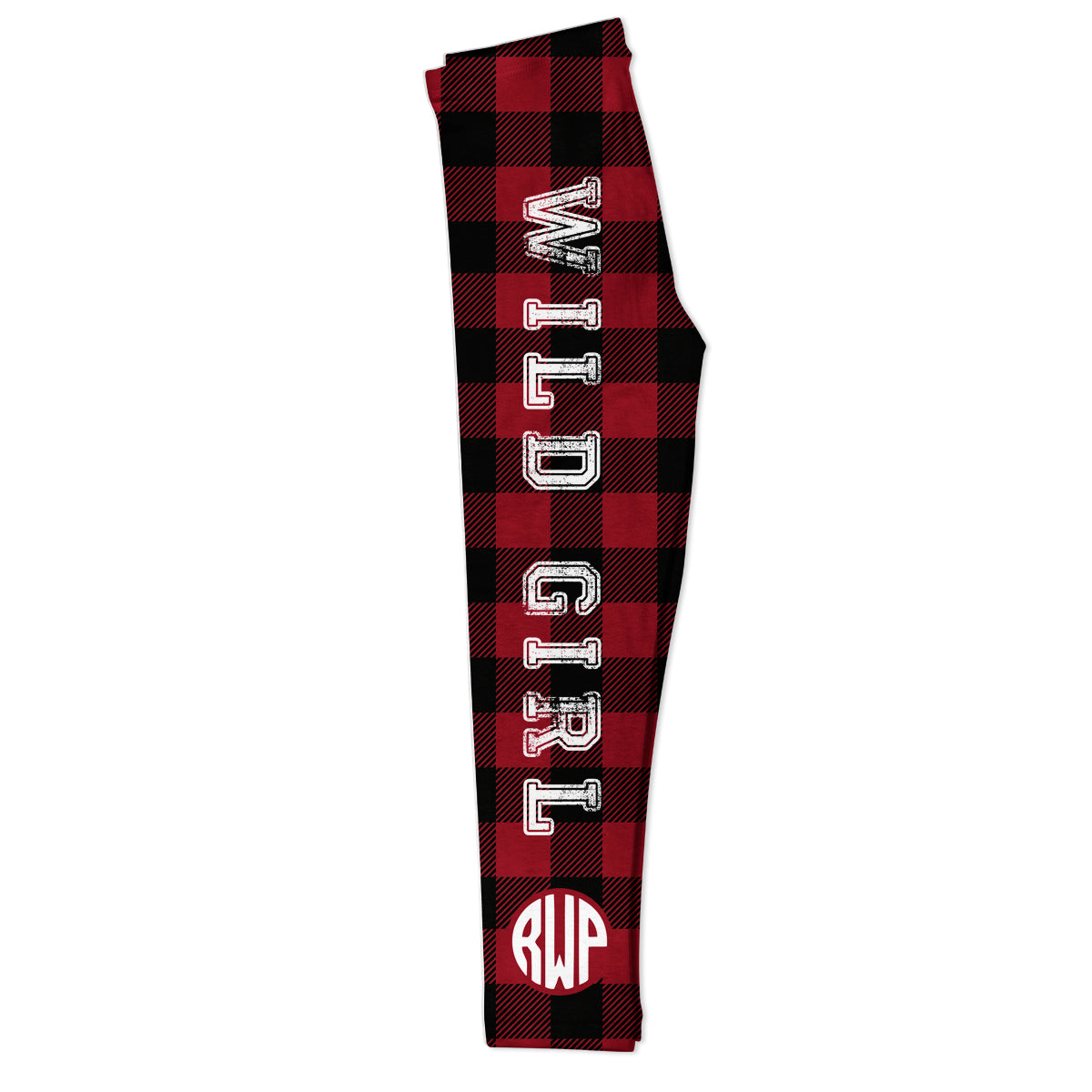 Wild girl red plaid leggings with monogram - Wimziy&Co.
