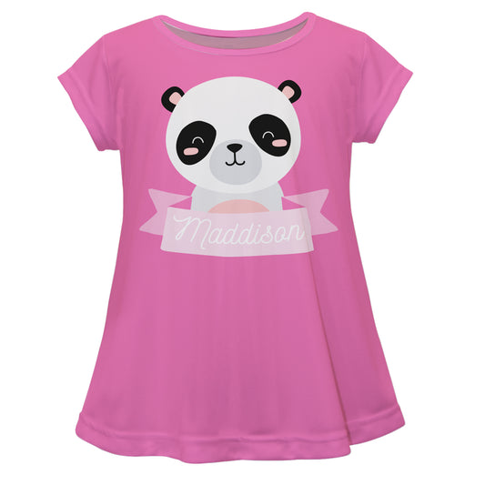 Panda Bear Name Pink Short Sleeve Laurie Top - Wimziy&Co.