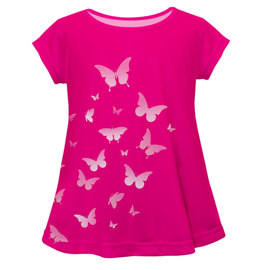 Butterflies Hot Pink Short Sleeve Laurie Top - Wimziy&Co.