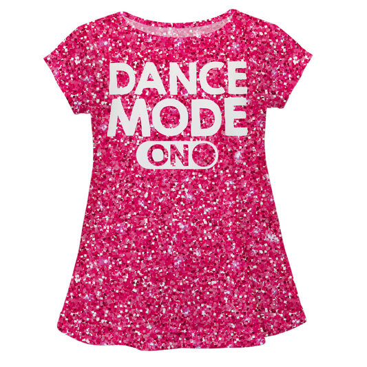 Hot pink glitter 'Dance mode on' short sleeve girls blouse - Wimziy&Co.