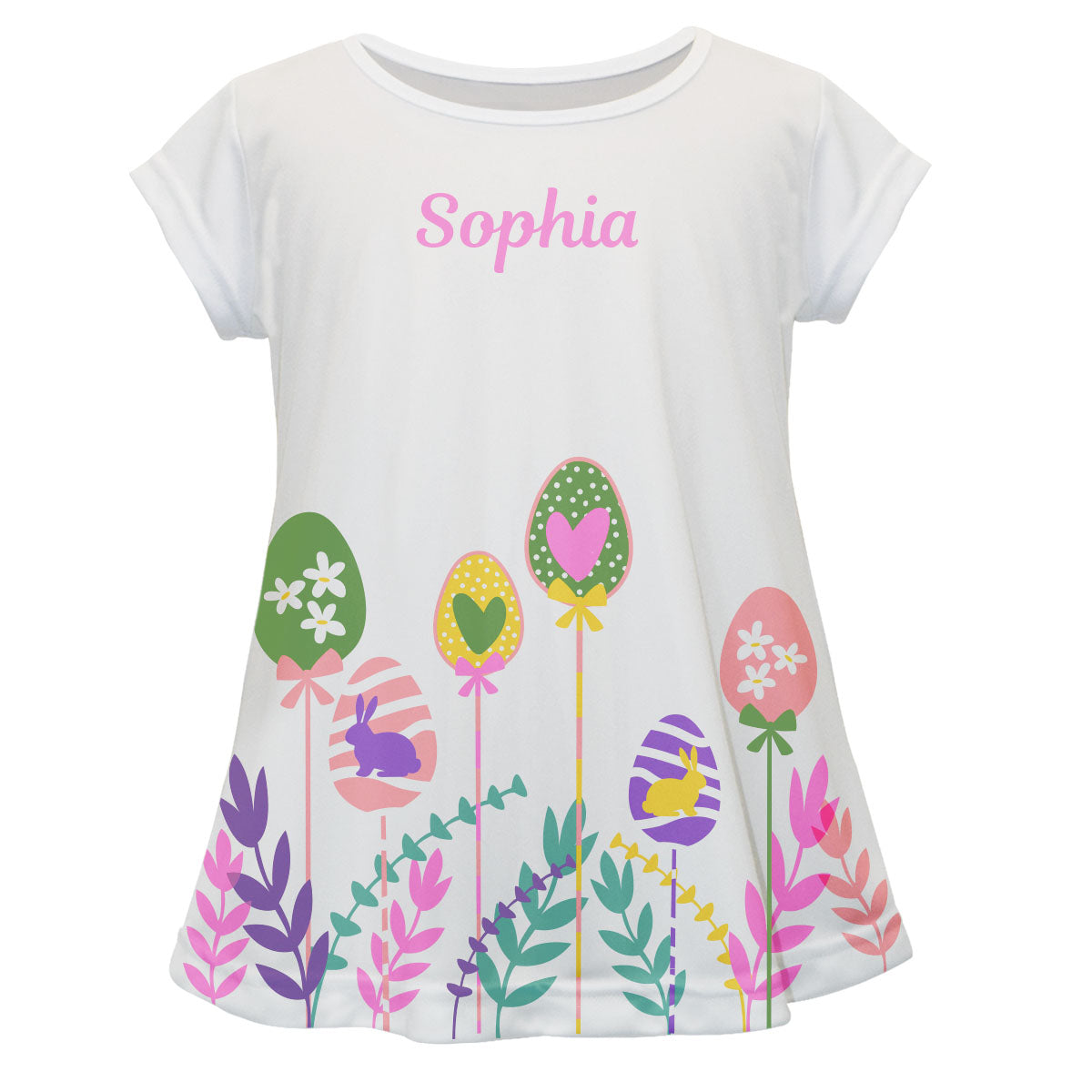 Easter Eggs Name White Short Sleeve Laurie Top - Wimziy&Co.