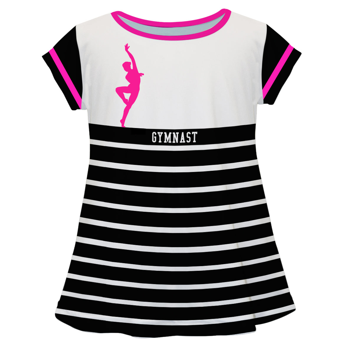 Gymnast Stripe White and Black Short Sleeve Laurie Top - Wimziy&Co.
