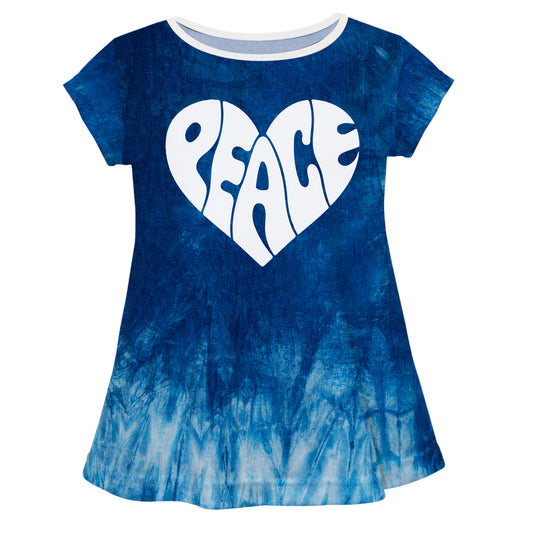 Heart Peace Blue Tie Dye Short Sleeve Laurie Top - Wimziy&Co.