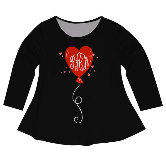 Heart Monogram Black Long Sleeve Laurie Top - Wimziy&Co.
