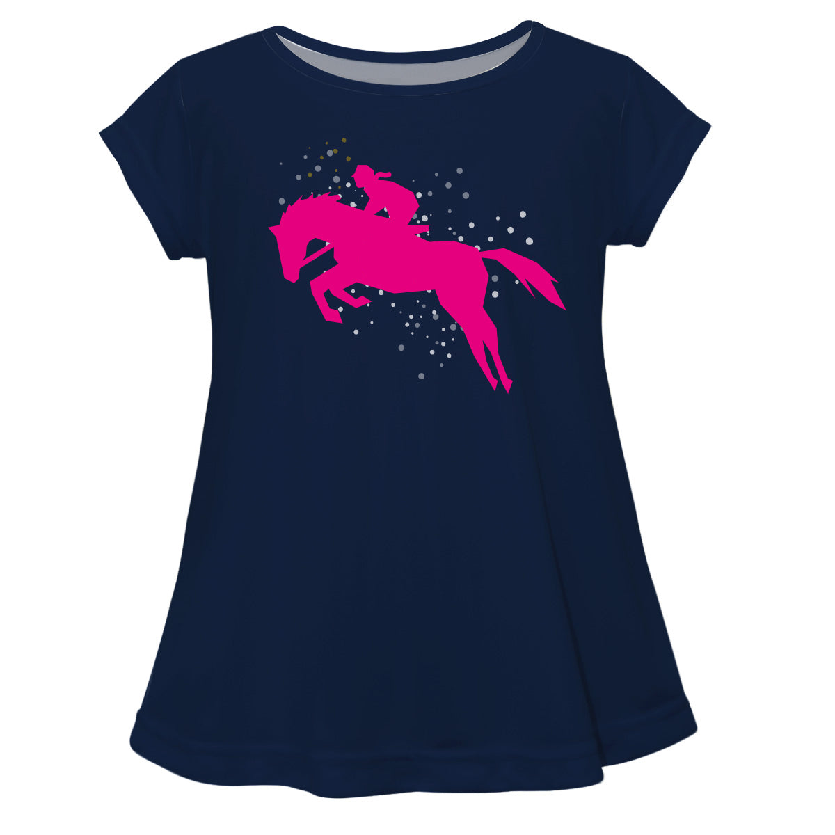 Navy short sleeve blouse and hot pink equestrian with monogram - Wimziy&Co.