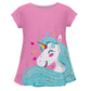 Light pink and aqua big unicorn girls blouse with name - Wimziy&Co.