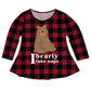 Girls red buffalo plaid and bear long sleeve blouse - Wimziy&Co.
