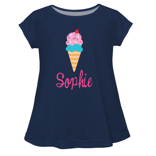 Ice Cream Name Navy Short Sleeve Laurie Top - Wimziy&Co.