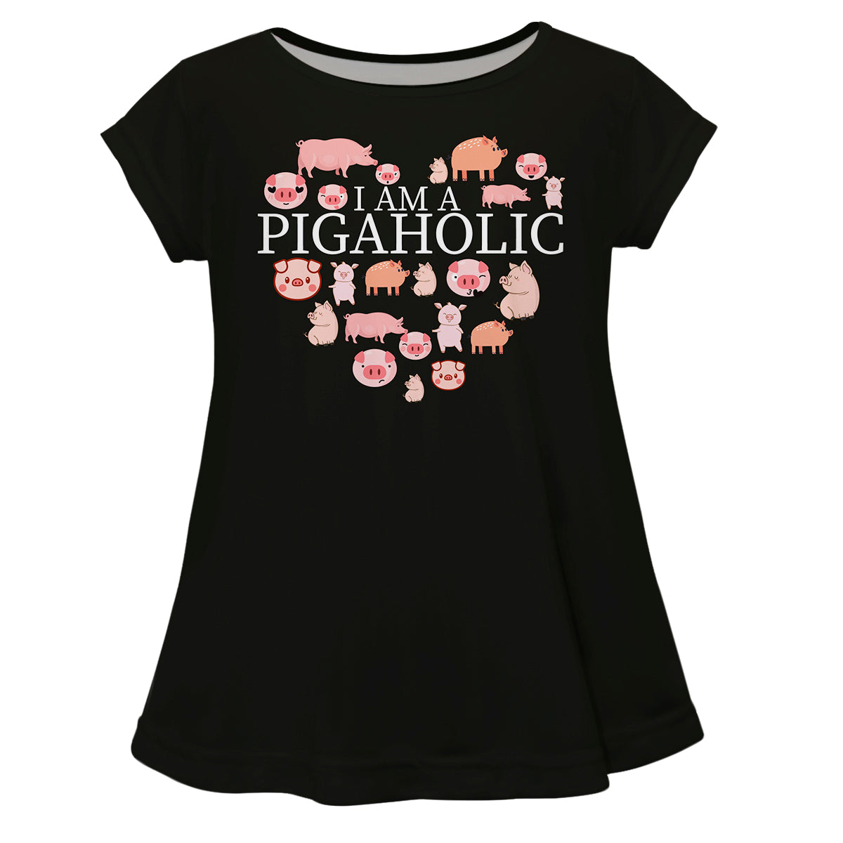 I Am a Pigaholic Black Short Sleeve Laurie Top - Wimziy&Co.