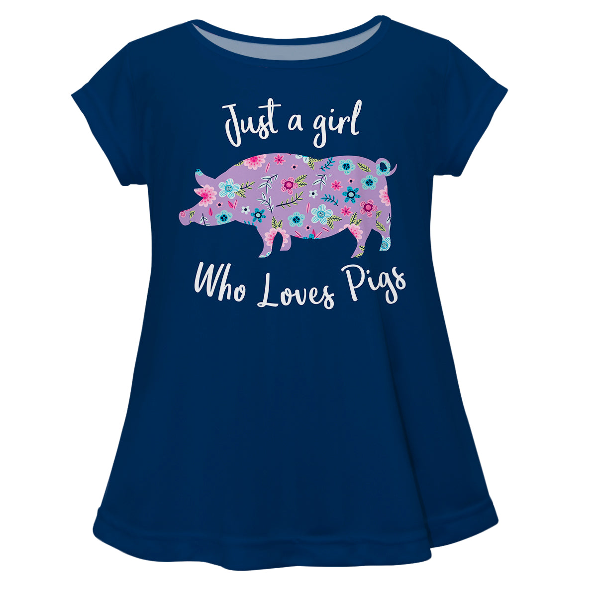 Just A Girl Who Loves Pigs Navy Short Sleeve Laurie Top - Wimziy&Co.