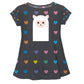 Gray and multicolor hearts llama girls blouse with name - Wimziy&Co.