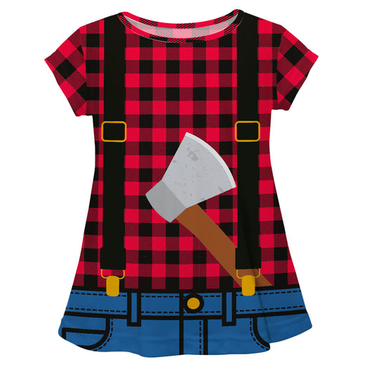 Girls lumberjack short sleeve blouse - Wimziy&Co.