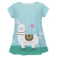 Light blue and white llama short sleeve blouse - Wimziy&Co.