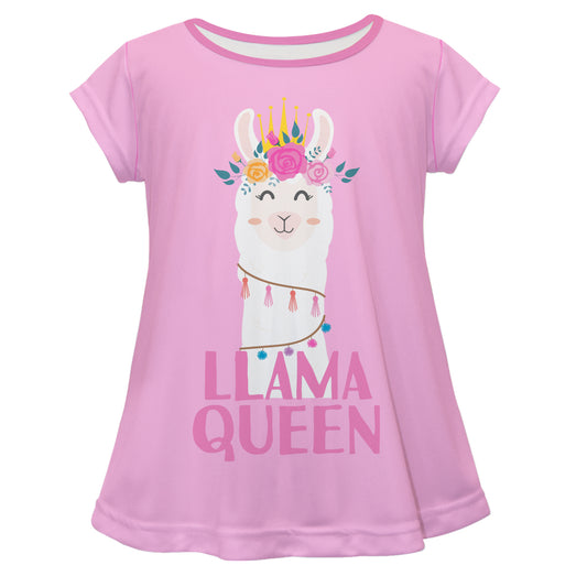 Pink 'Llama queen' short sleeve girls blouse - Wimziy&Co.