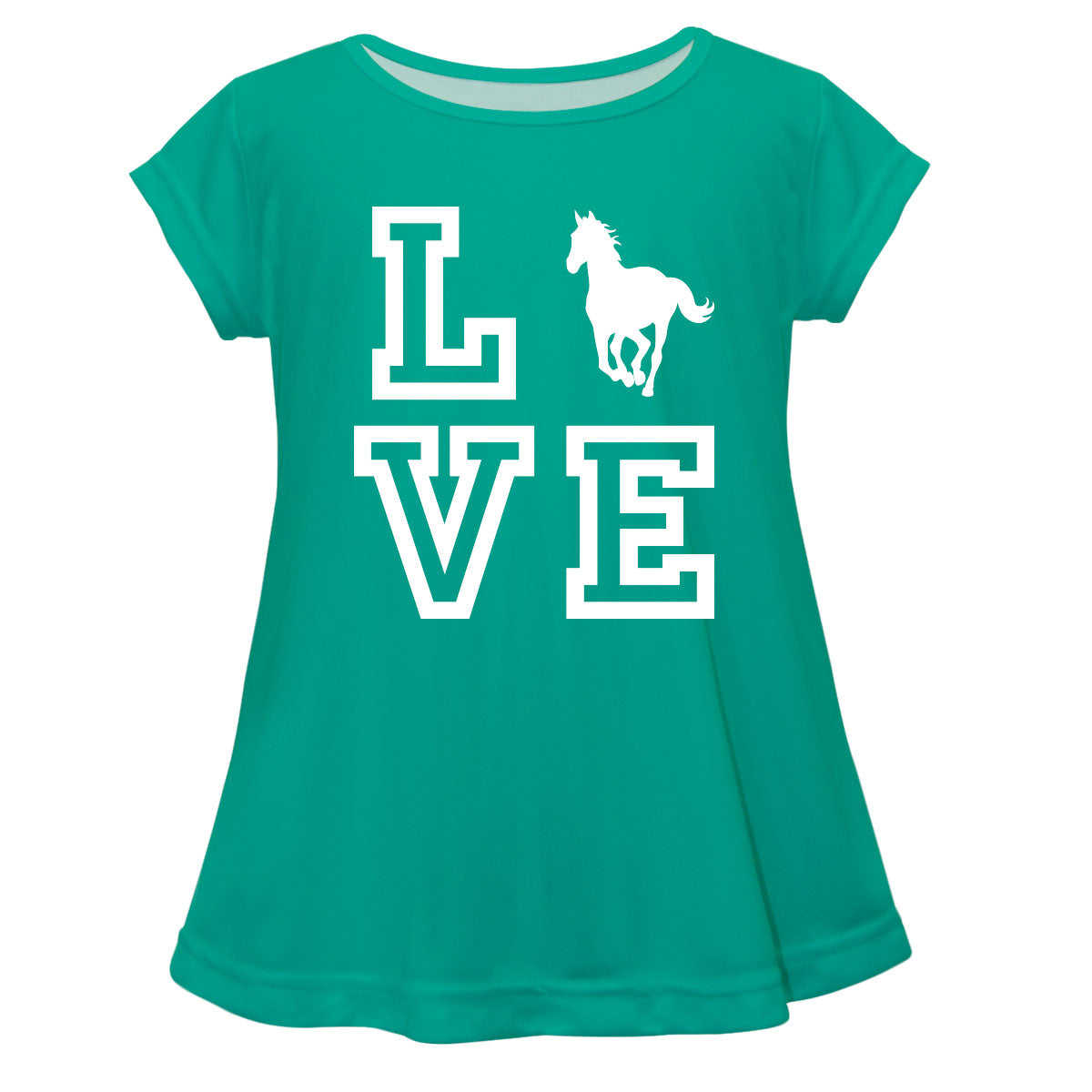 Aqua short sleeve love horse blouse - Wimziy&Co.