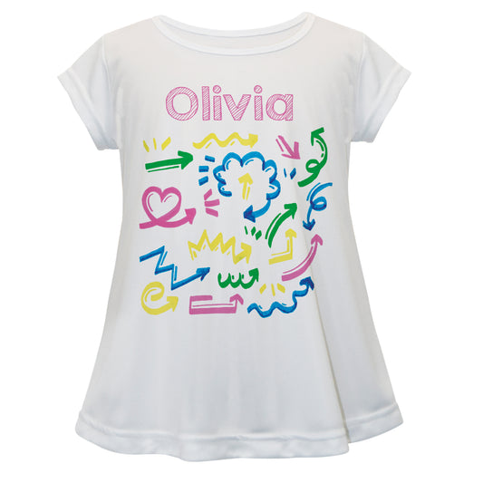 Marker Doodles Name White Short Sleeve Laurie Top - Wimziy&Co.