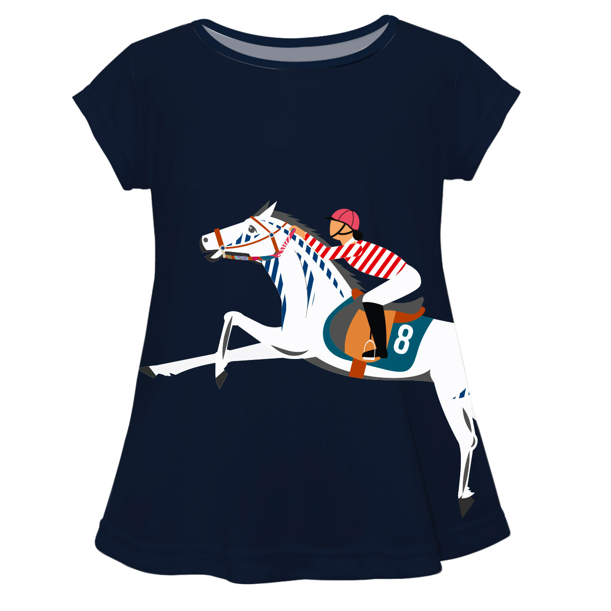 Navy equestrian girls blouse with horse and name - Wimziy&Co.
