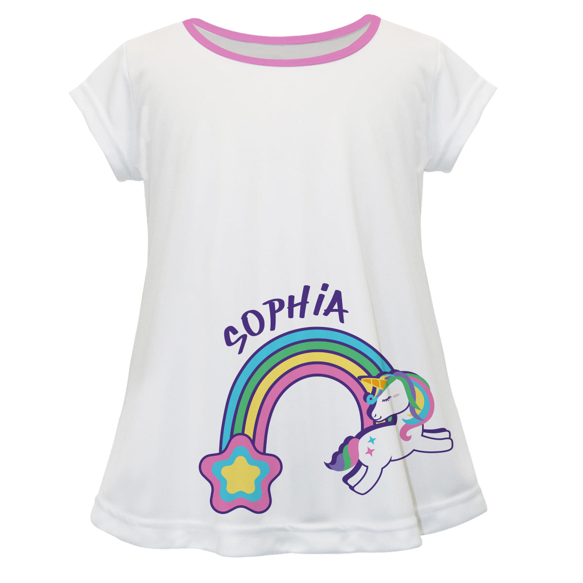 Rainbow Name White Short Sleeve Laurie Top - Wimziy&Co.