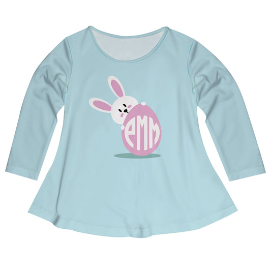 Rabbit and Egg Monogram Light Blue Long Sleeve Laurie Top - Wimziy&Co.
