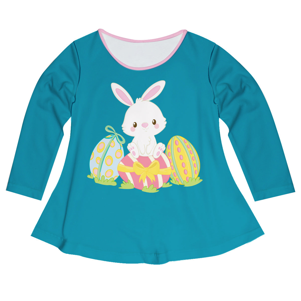 Bunny Name Turquoise Long Sleeve Laurie Top - Wimziy&Co.
