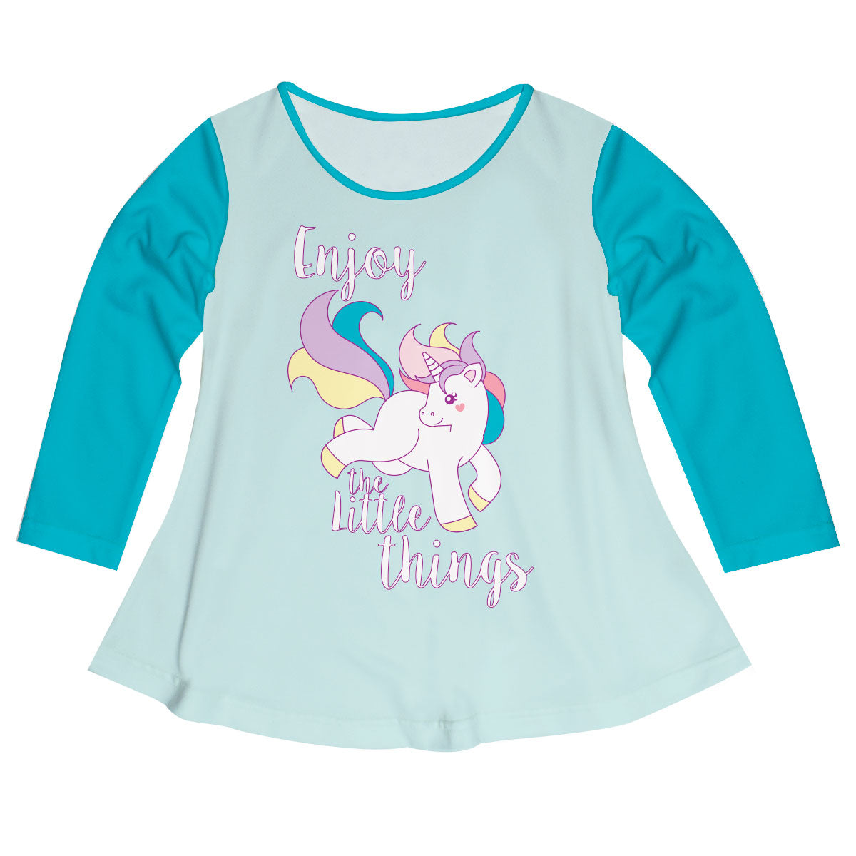 Enjoy Unicorn The Little Things Light Blue Long Sleeve Laurie Top - Wimziy&Co.