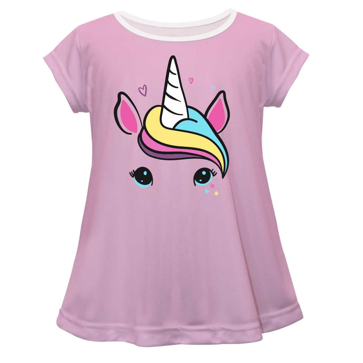 Pink and mulitcolor unicorn face girls blouse with name - Wimziy&Co.