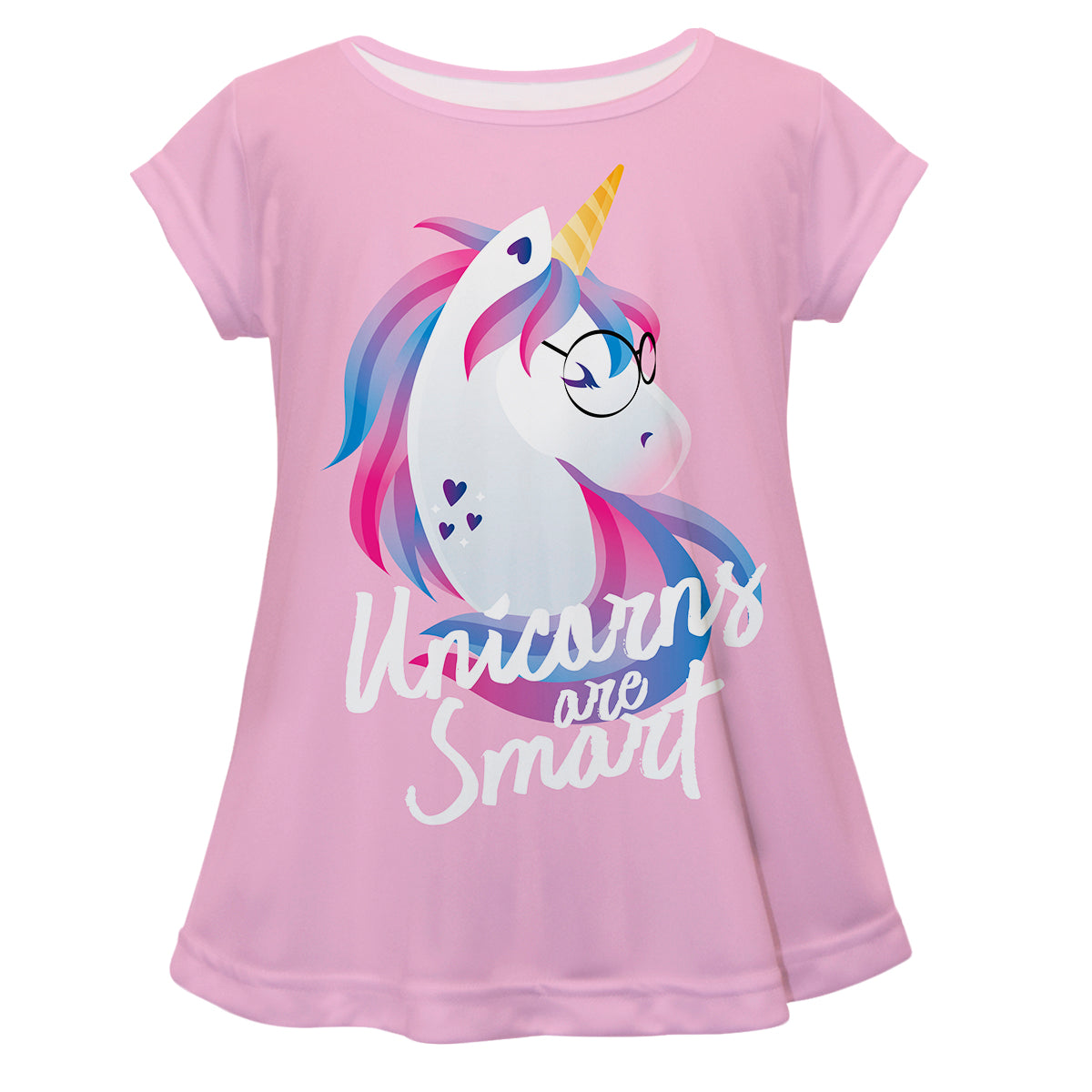 Pink and white 'unicorns are smart' girls blouse - Wimziy&Co.