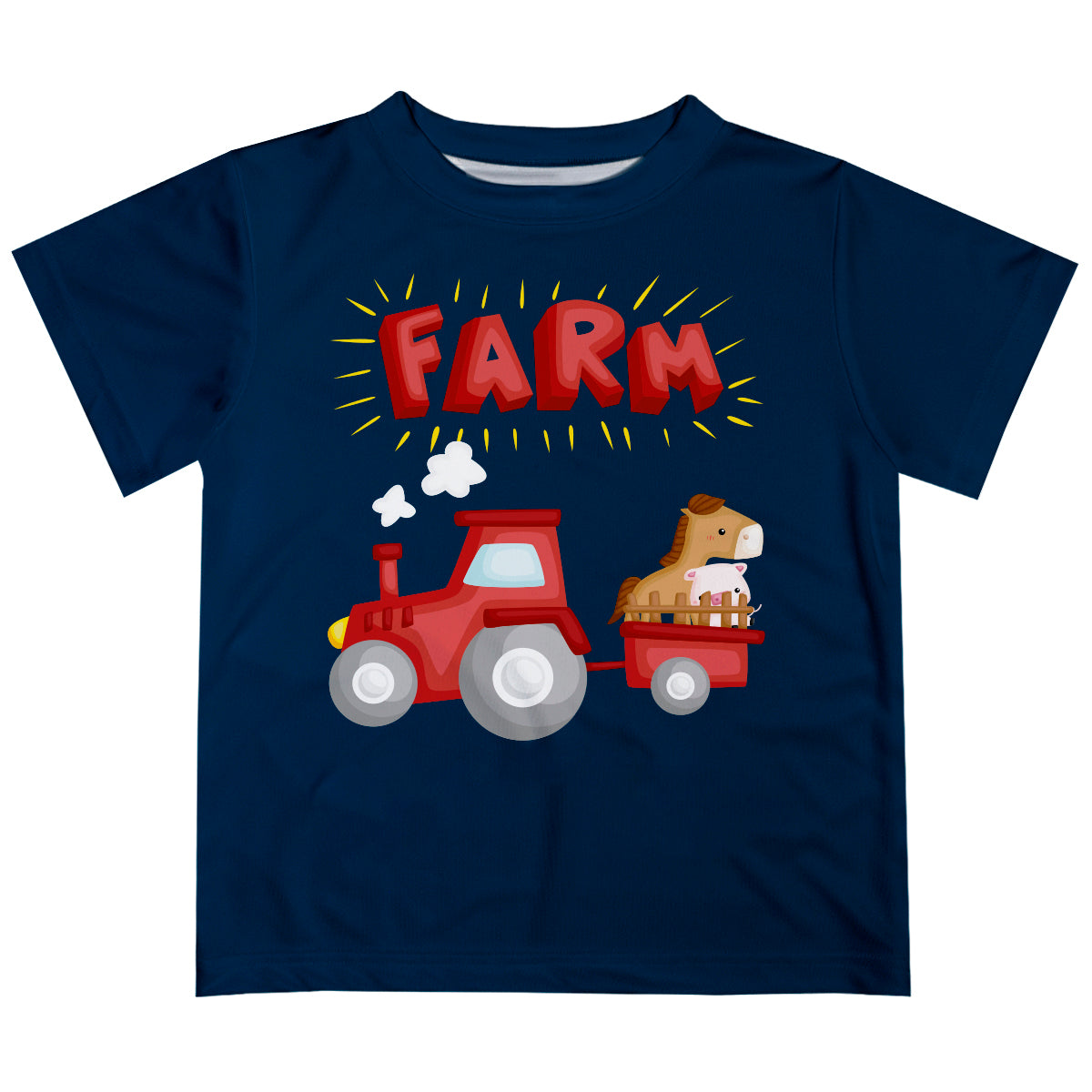 Navy boys farm short sleeve tee shirt with name - Wimziy&Co.