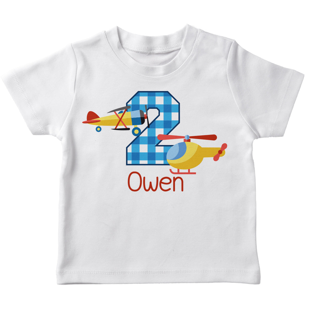 White short sleeve airplane birthday with name - Wimziy&Co.