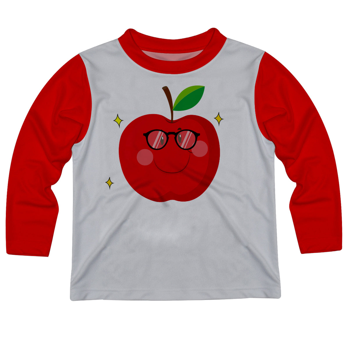 Apple Name White Red Long Sleeve Boys Tee Shirt - Wimziy&Co.