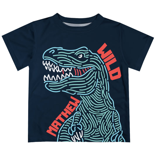Wild Dinosaur Name Navy Short Sleeve Tee Shirt - Wimziy&Co.