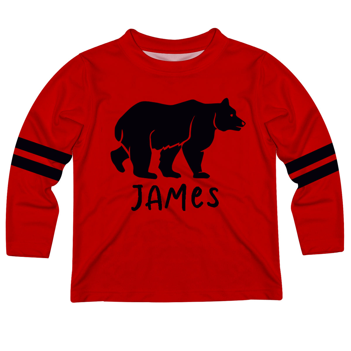 Boys red and black bear long sleeve tee shirt with name - Wimziy&Co.