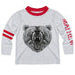 Boys white and red bear long sleeve tee shirt with name - Wimziy&Co.