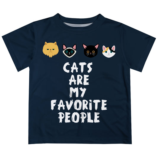 Cats Are My Favorite People Navy Short Sleeve Tee Shirt - Wimziy&Co.