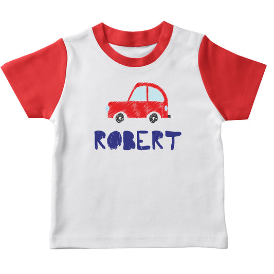 Car Name White And Red Short Sleeve Tee Shirt - Wimziy&Co.