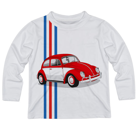 Car White Blue And Red Stripes Long Sleeve Tee Shirt - Wimziy&Co.