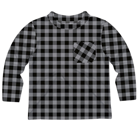Boys black and gary buffalo plaid long sleeve tee shirt - Wimziy&Co.