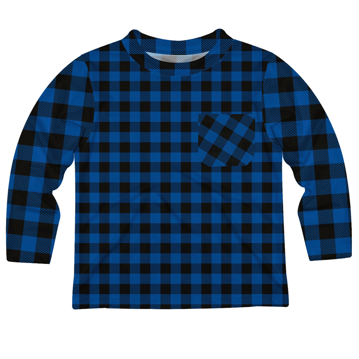 Boys black and blue buffalo plaid long sleeve tee shirt - Wimziy&Co.