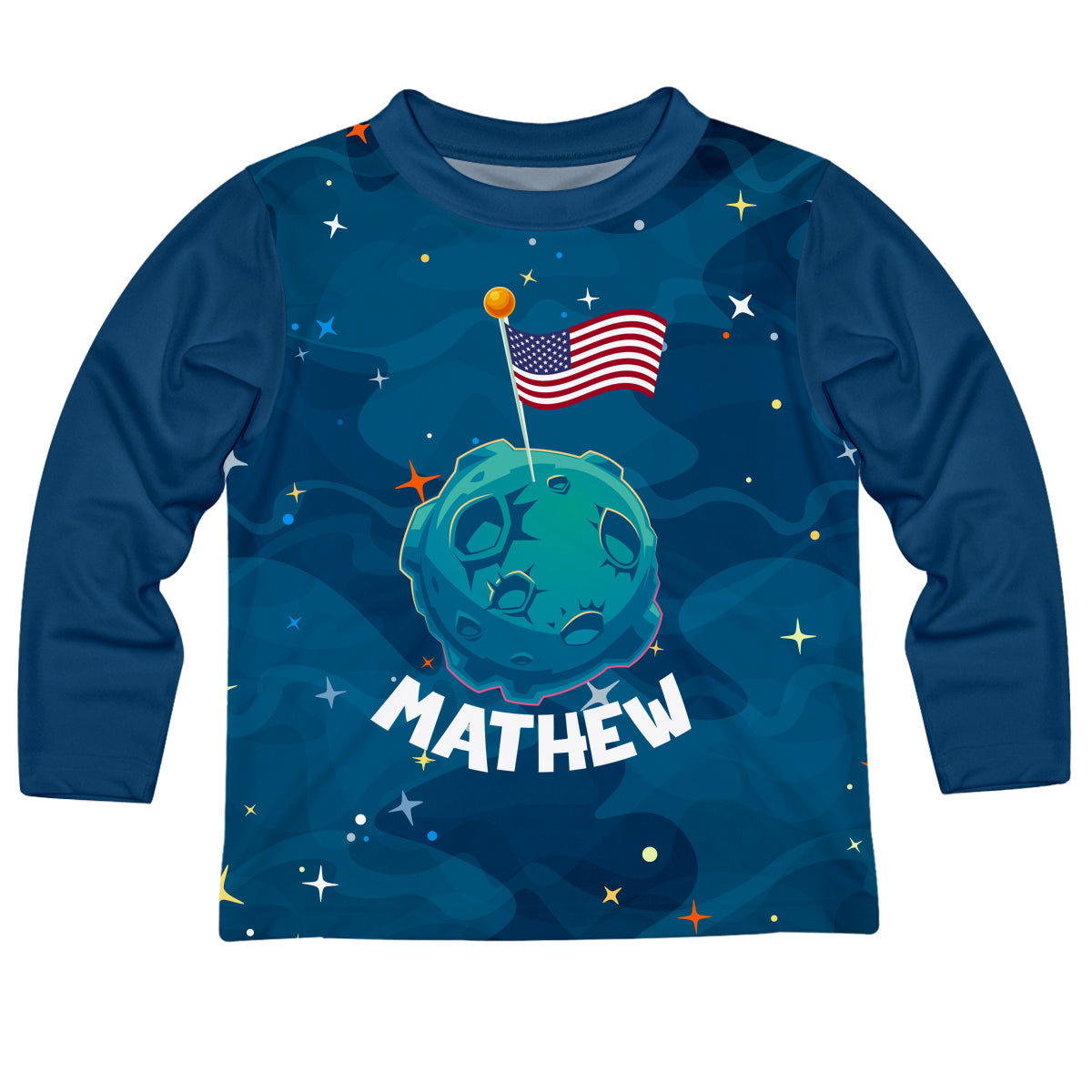Conquering The Moon Name Navy Long Sleeve Tee Shirt - Wimziy&Co.