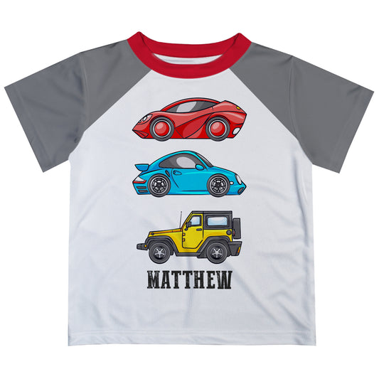 Cars Name White and Gray Short Sleeve Tee Shirt - Wimziy&Co.