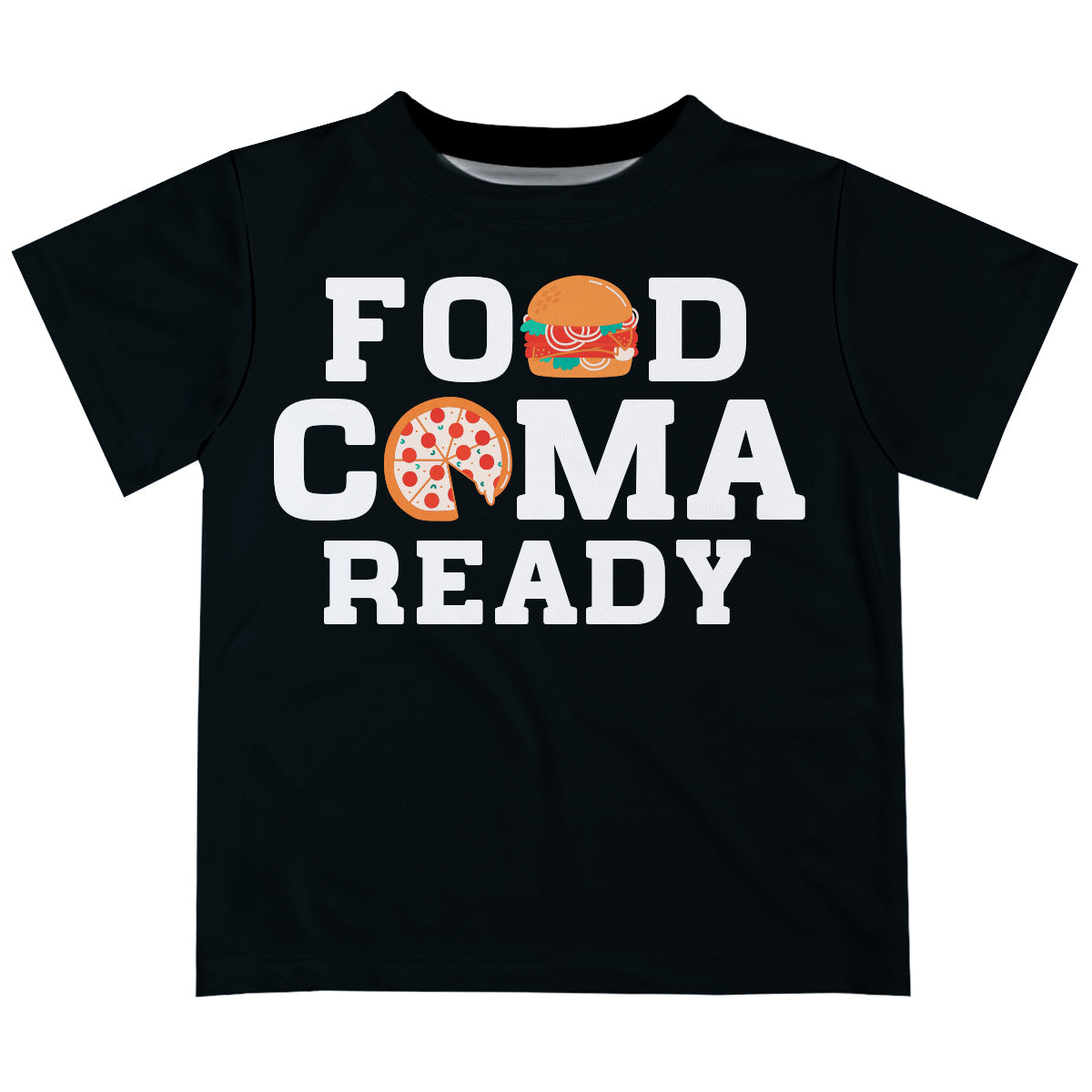Food Coma Ready Black Short Sleeve Tee Shirt - Wimziy&Co.