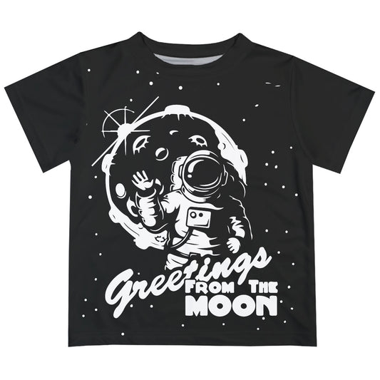 Greetings From The Moon Black Short Sleeve Tee Shirt - Wimziy&Co.