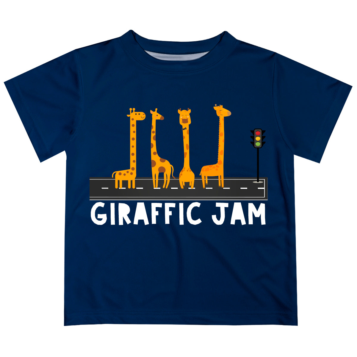 Giraffe Jam Navy Short Sleeve Boys Tee Shirt - Wimziy&Co.
